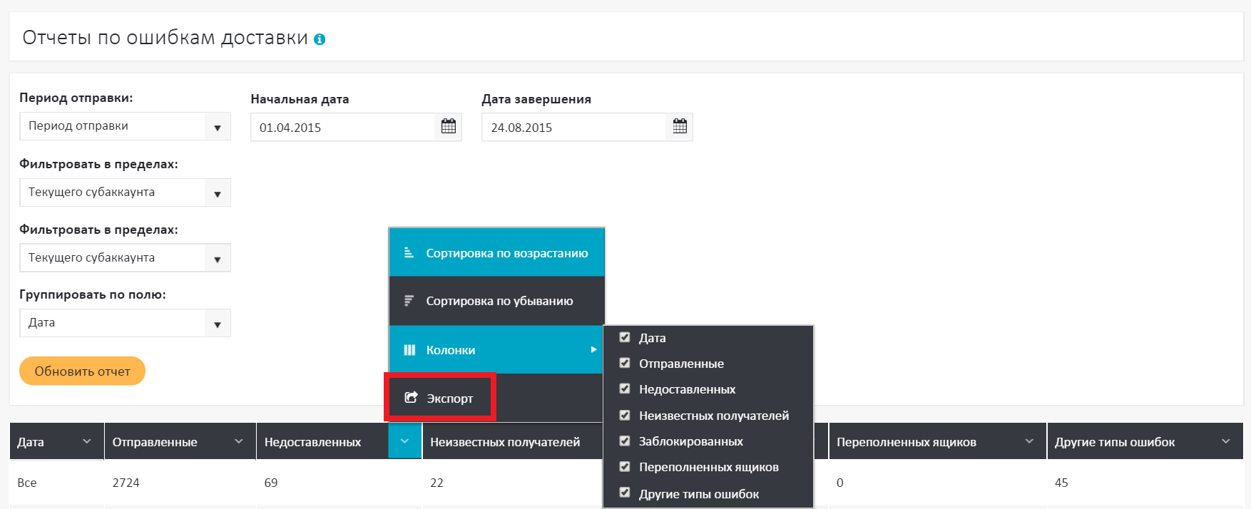 Отчет по ошибкам Отчет по ошибкам